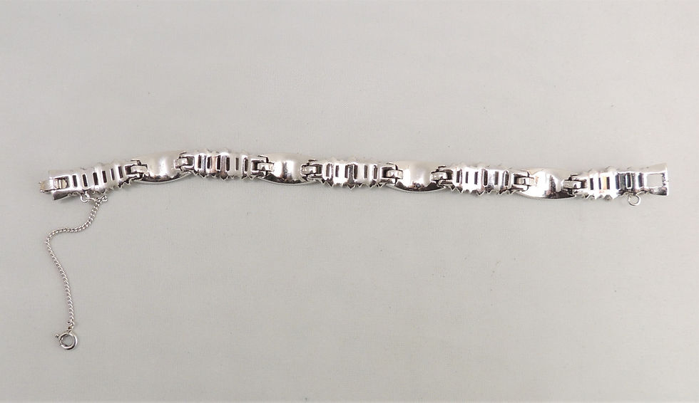 Thumbnail: Vintage Crown Trifari Rhodium Plated Clear Rhinestone Bracelet, 1960 Ad Piece