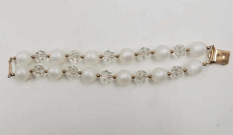 Thumbnail: Vintage 1950s Signed Napier Moonglow Beaded Bracelet