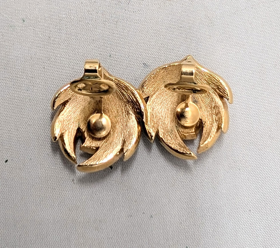 Thumbnail: Vintage Signed Crown Trifari Pave Clear & Faux-Citrine Clip Earrings