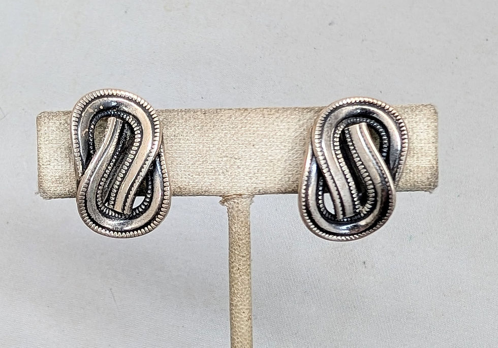 Thumbnail: Vintage 1950s Signed Napier Silvertone Knot Clip Earrings