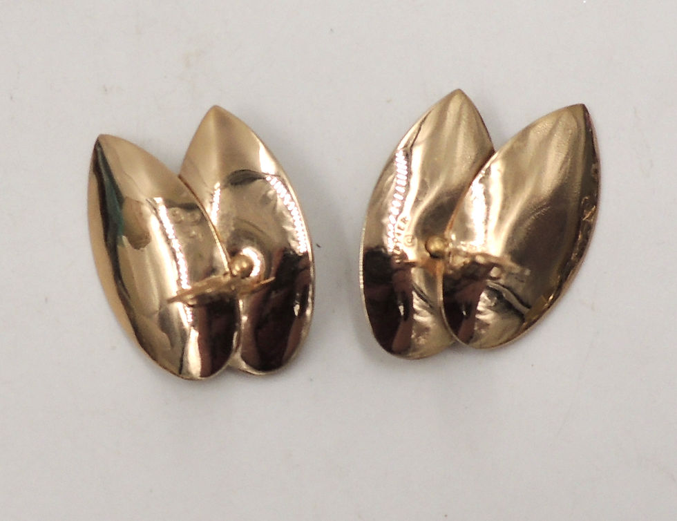 Thumbnail: Vintage Napier Modernist Brown Moonglow Leaves Clip Earrings
