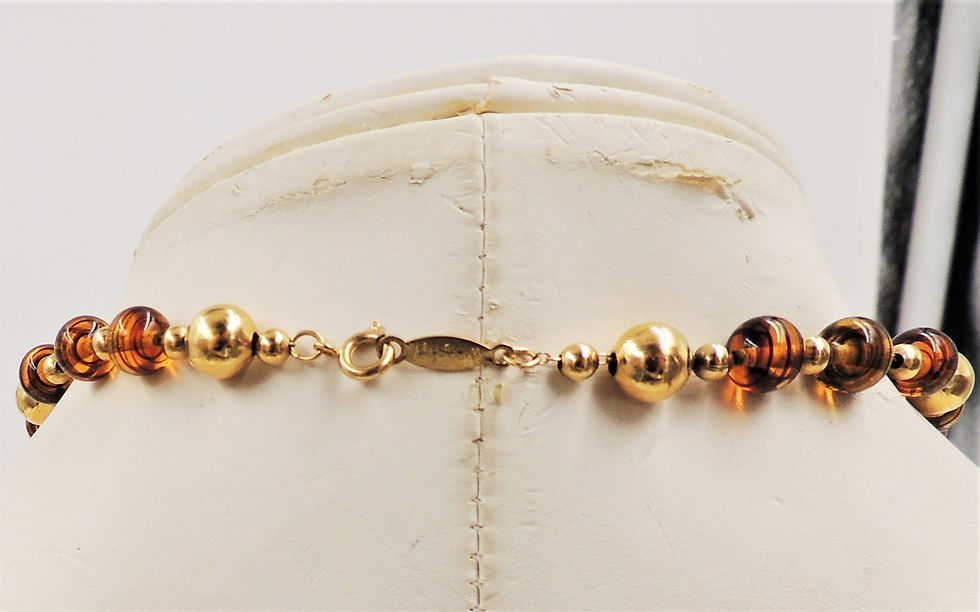 Thumbnail: Vintage 1980s Napier Faux-Tiger's Eye Beaded Necklace