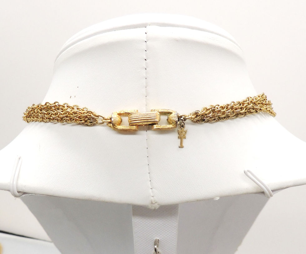 Thumbnail: Vintage Crown Trifari Faux-Jade Pendant Necklace