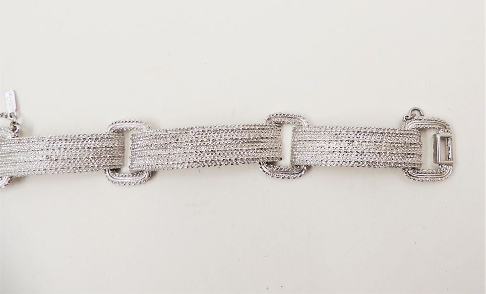 Thumbnail: Vintage 1970s Monet Rhodium Plated Buckle Bracelet
