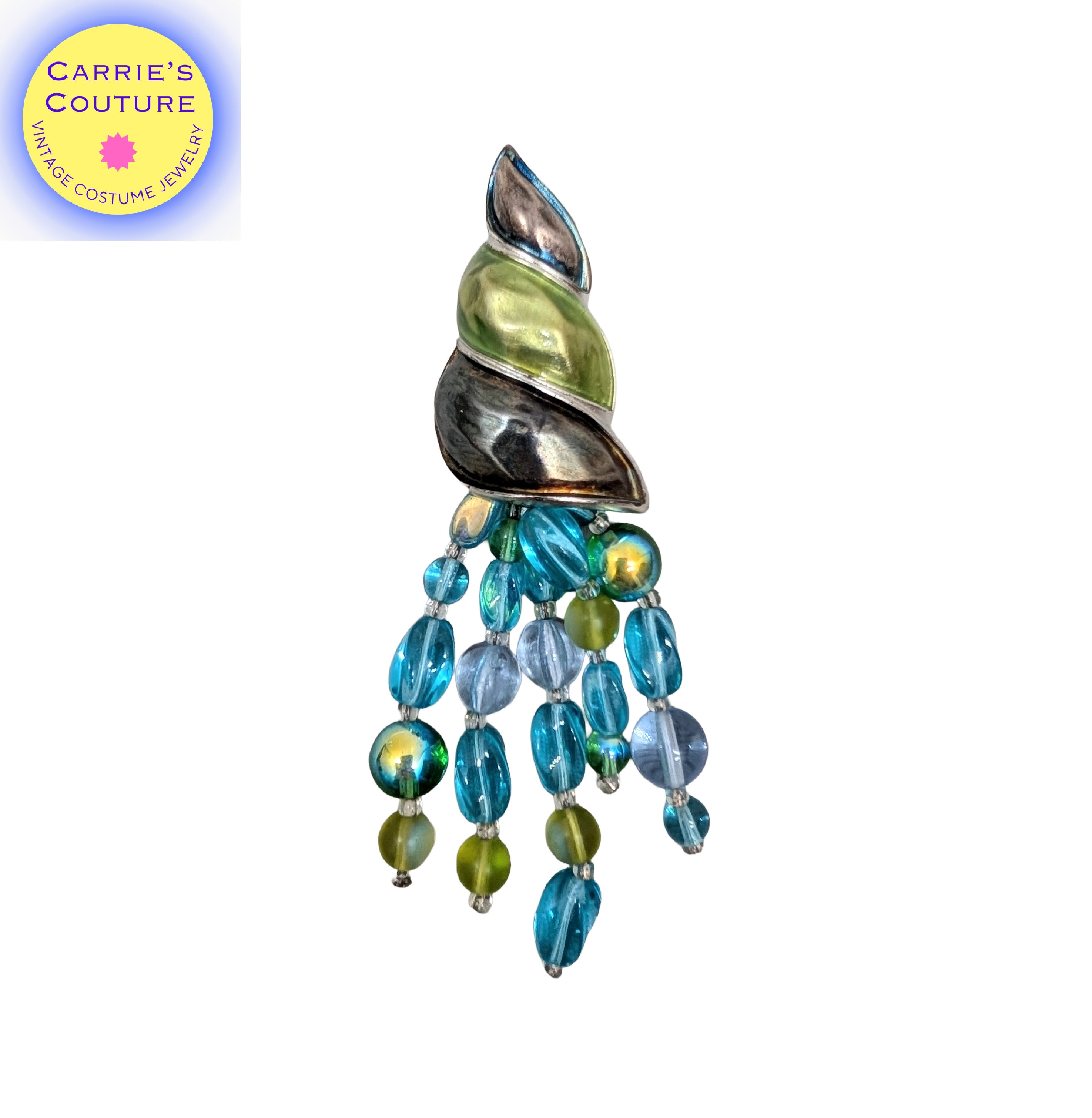 Vintage 1980s Signed Givenchy Enamel & Beaded Squid Brooch