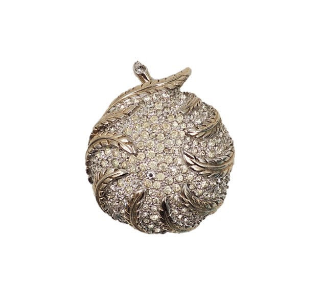 Thumbnail: 1950s Jomaz Pave Rhinestone Flower Brooch