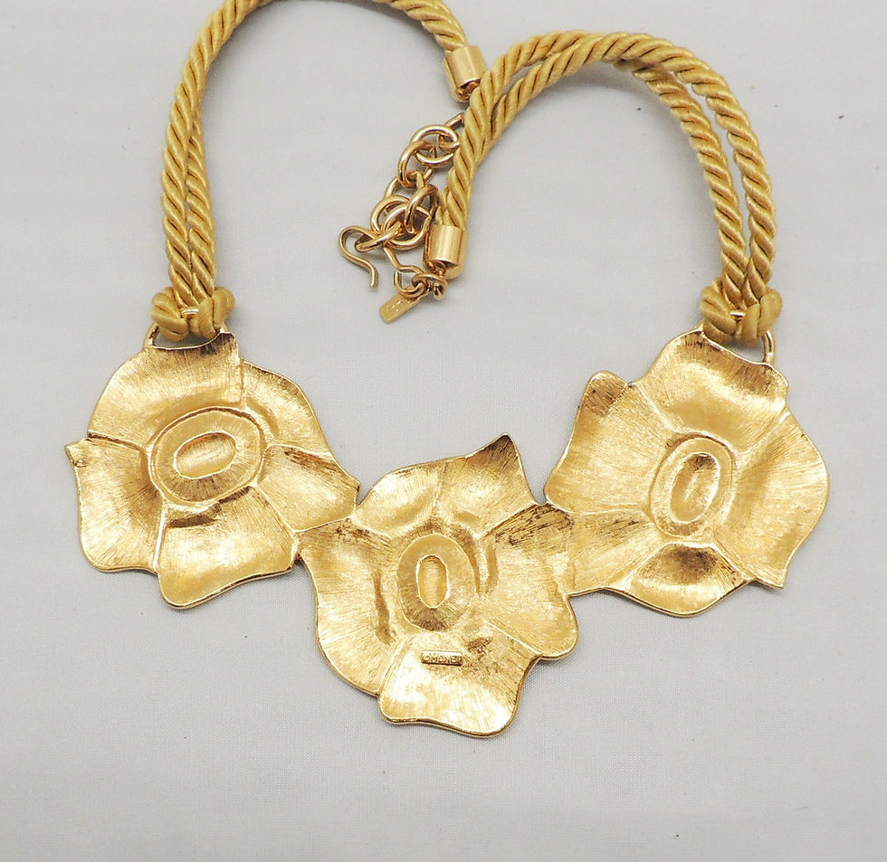 Thumbnail: Vintage Signed Monet Garland Enamel Flowers Necklace, 1984