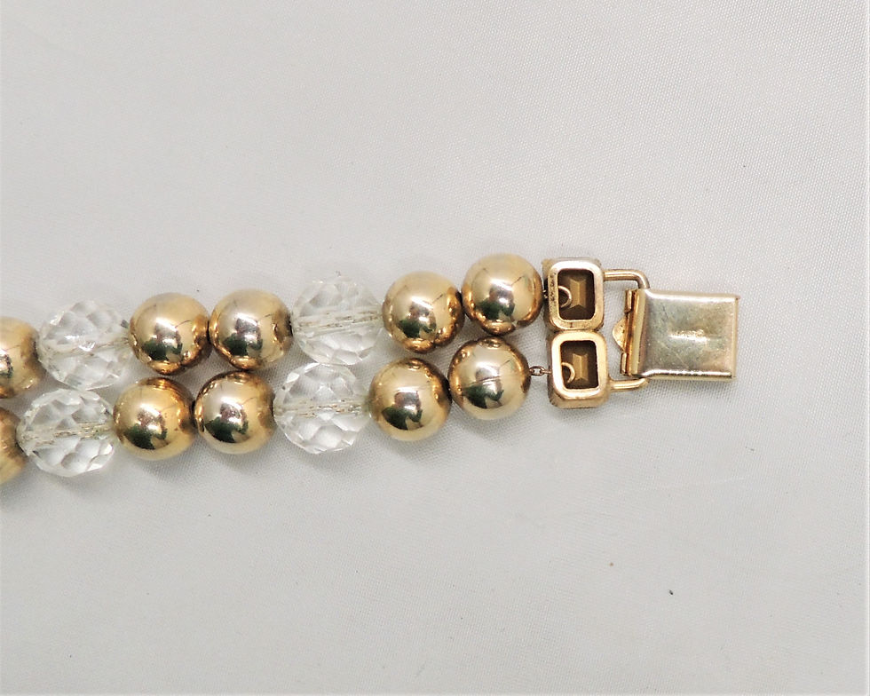 Thumbnail: Vintage 1950s Signed Napier Rhinestone & Glass Beaded Bracelet
