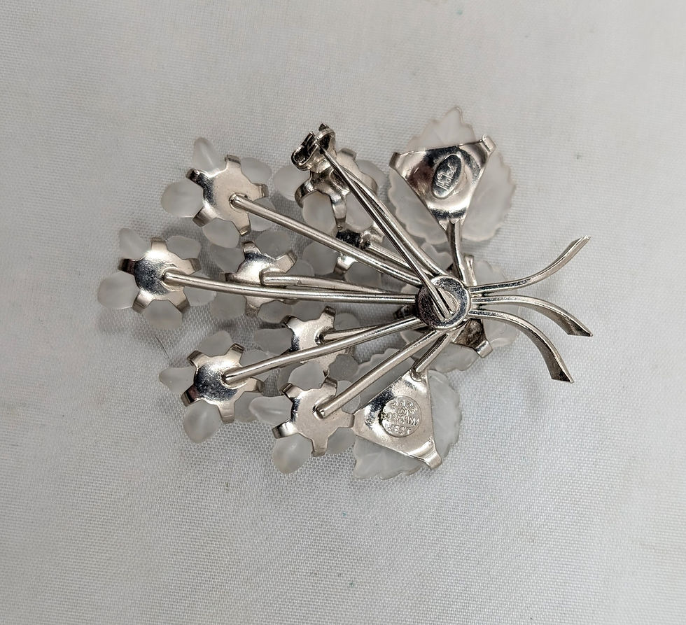 Thumbnail: Vintage Signed Hobe Frosted Glass Flower Bouquet Brooch