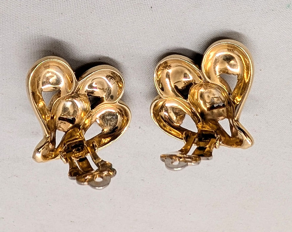 Thumbnail: Vintage 1960s Signed Jomaz Goldtone Faux-Topaz Clip Earrings