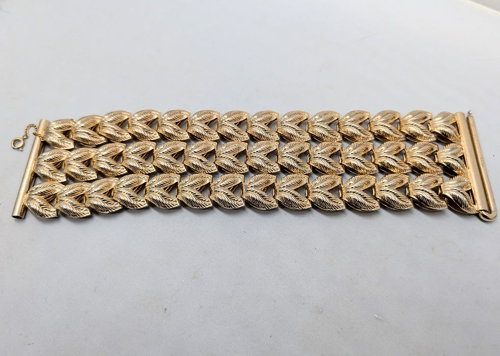 Thumbnail: Vintage Signed Napier Goldtone Wide Chevron Bracelet