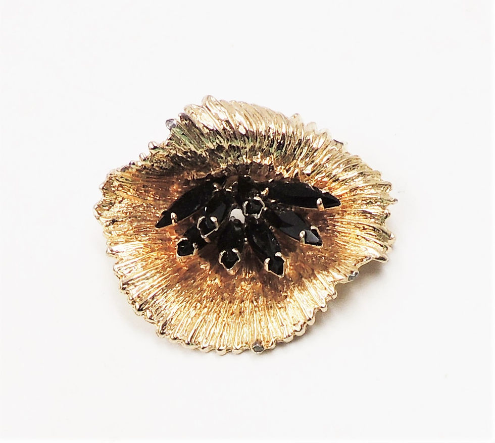 Thumbnail: Avon of Belleville (Boucher) Faux-Onyx Lily Pad Brooch