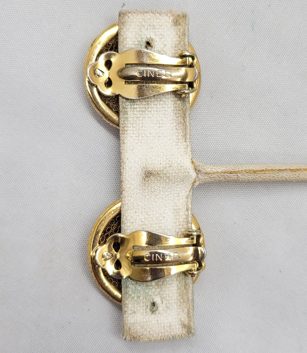 Thumbnail: Vintage Signed Ciner Round Goldtone "Woven" Clip Earrings