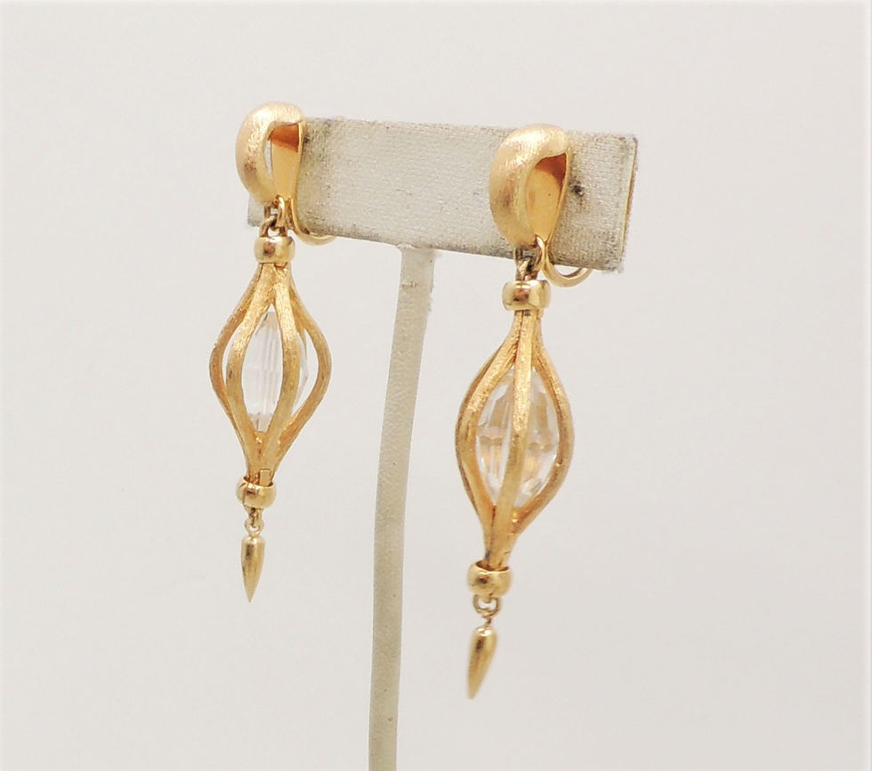 Thumbnail: Vintage 1960s Signed Napier Faceted Bead Drop Clip Earrings