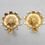Thumbnail: Vintage Signed Napier Modernist Goldtone Flower Clip Earrings