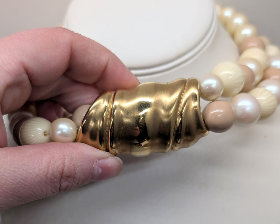 Thumbnail: Vintage 1977 Signed Givenchy Modernist 2-Strand Beaded Necklace