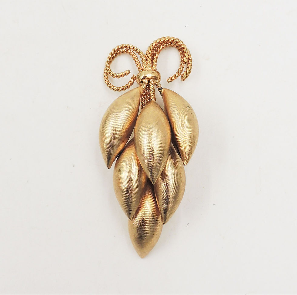 Thumbnail: 1950s Napier Goldtone Florentine Finish Radish Cluster Brooch