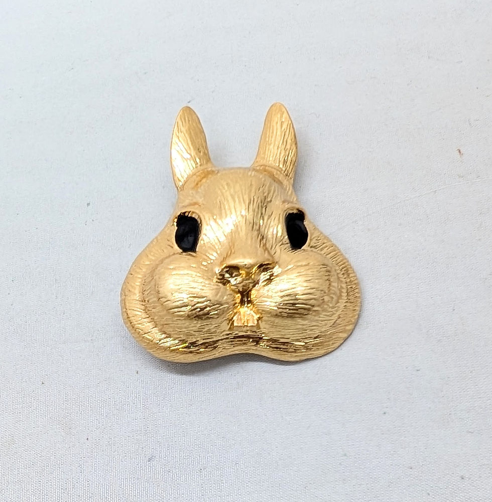 Thumbnail: Vintage 1980s Signed Jomaz Goldtone Rabbit Brooch