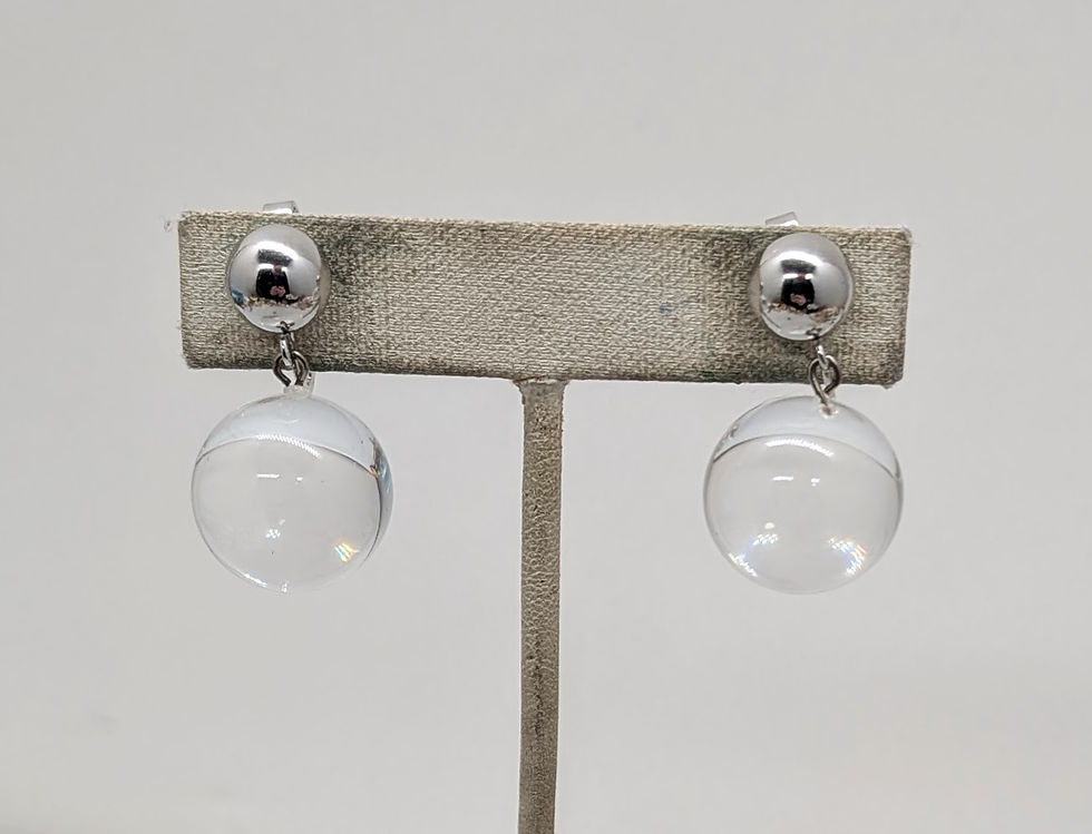 Thumbnail: Vintage Signed Trifari Clear Drop Clip Earrings, 1971