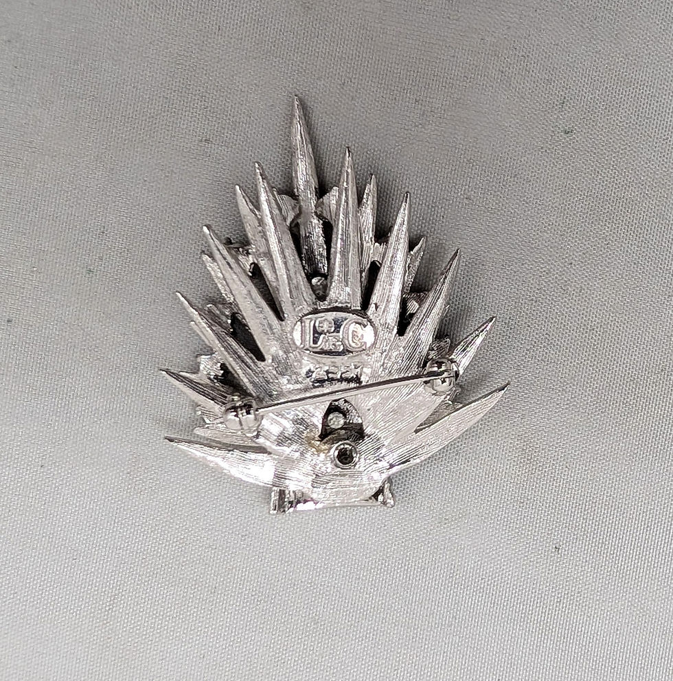 Thumbnail: Vintage 1960s Signed Le Couturier Rhodium Plated Faux-Hematite Brooch