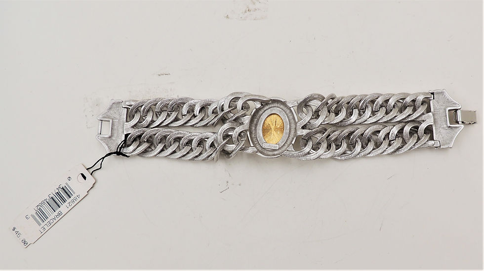 Thumbnail: Vintage 1980s Signed Monet Rhodium Plated Faux-Pearl Bracelet