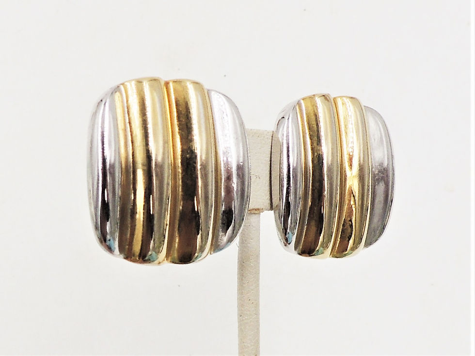 Thumbnail: Alexis Kirk Modernist Wavy Rhodium Plate & Goldtone Clip Earrings