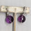 Thumbnail: Vintage Early 1960s Signed Napier Faceted Faux-Amethyst Ball Drop Clip Earrings