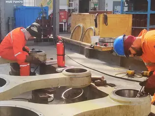 How often should a mud pump be maintained on a drilling rig?