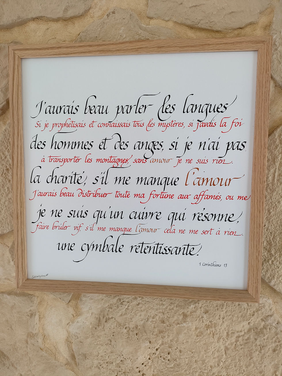 Miniature : Calligraphie latine de l'hymne à la charité 100% fait-main pour une déco sur l'amour