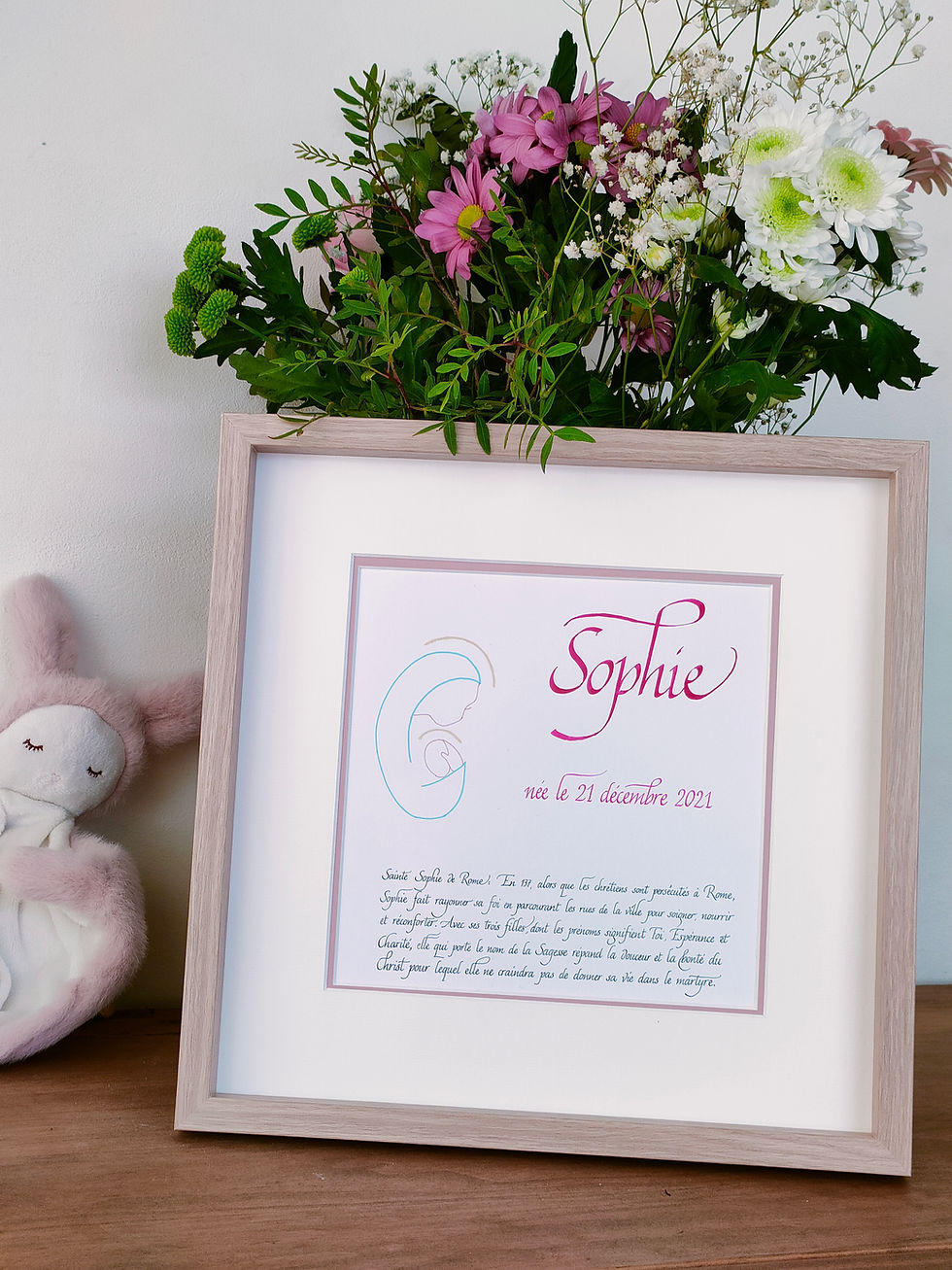 Miniature : Vue d'ensemble d'une calligraphie de saint patron