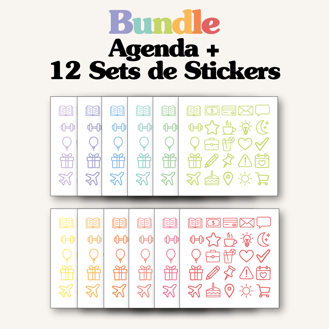 Bundle Agenda Digital Cromática 2026 + Stickers (todos los colores)