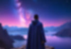 Homme qui regarde le ciel étoilé