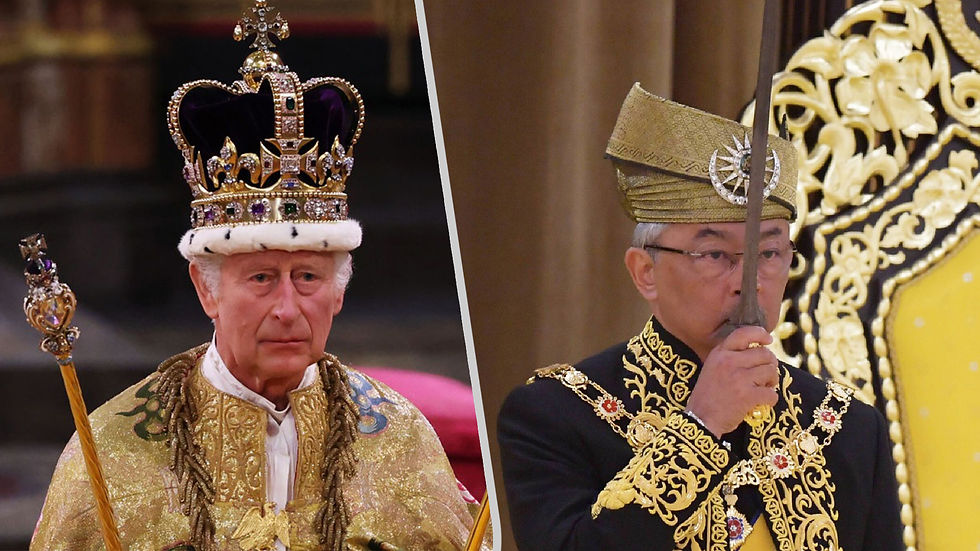 A collage of King Charles III and Sultan Abdullah