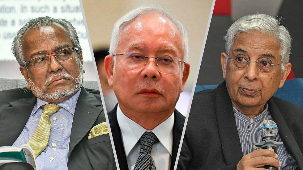 A collage of Tan Sri Shafee, Najib, and Prof Shad