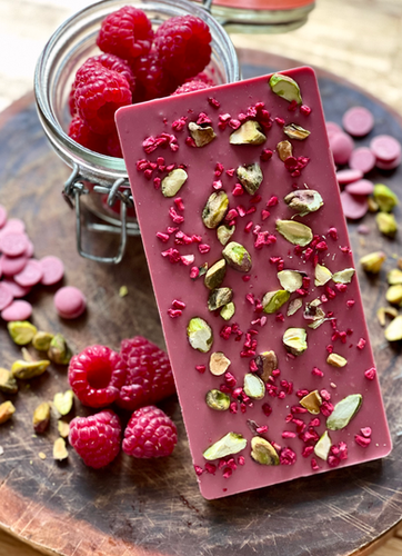 Raspberry and Pistachio Ruby Chocolate Bar | Wicked Temper