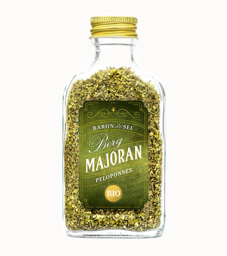 Bio Majoran Gewürz im Glas Flachmann