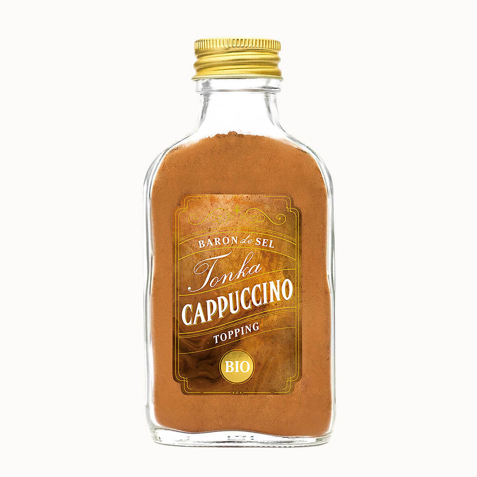 Gewürzmischung für Cappuccino Milchschaum im Glas Flachmann