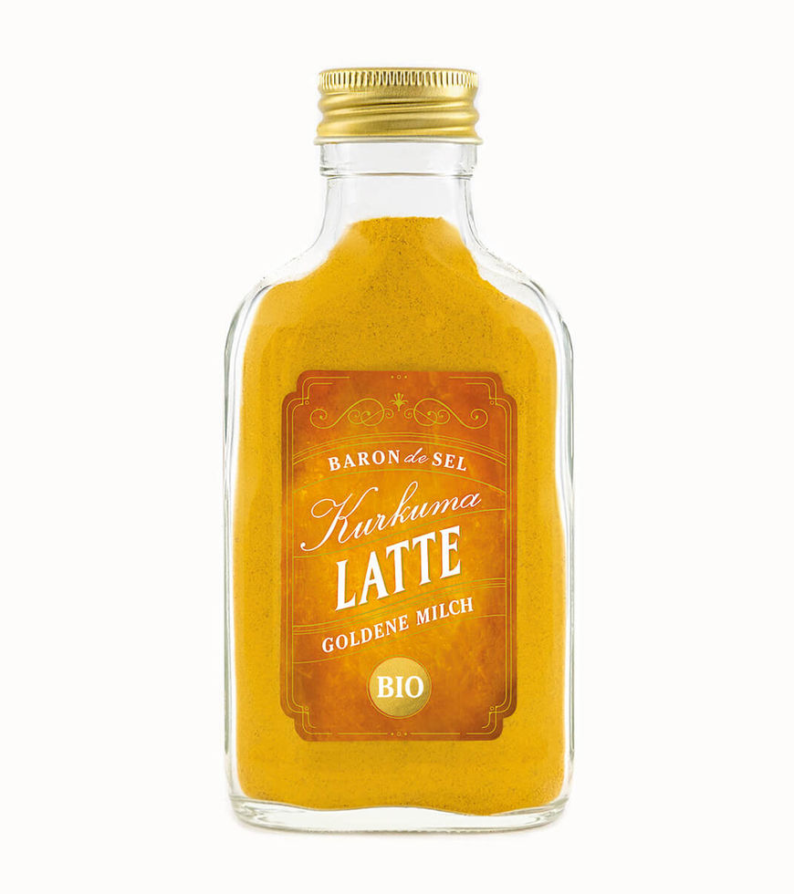 Kurkuma Latte Gewürzmischung im Glas Flachmann