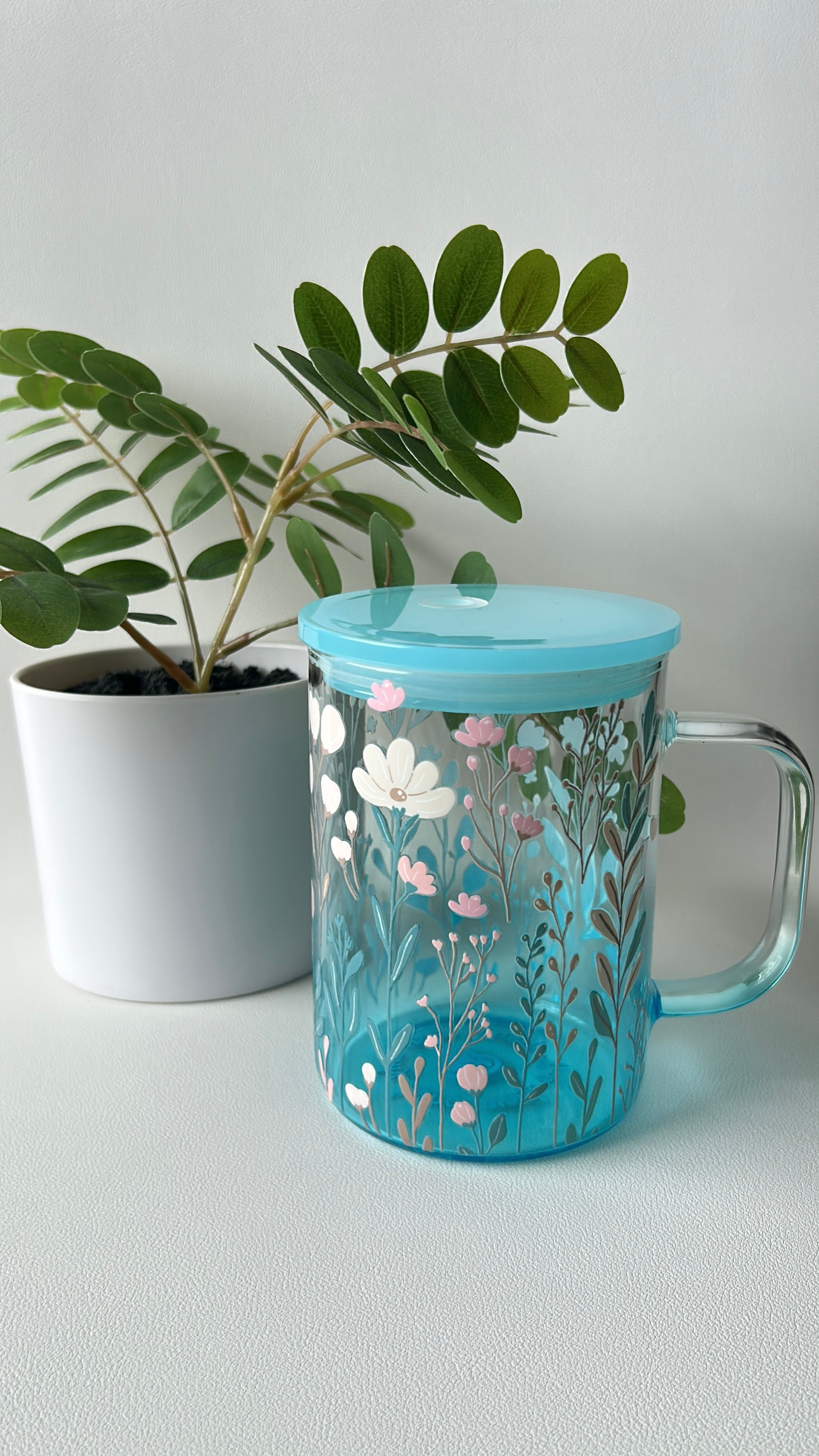 🦋 Midnight Butterfly Garden Glass Cup – 16 oz