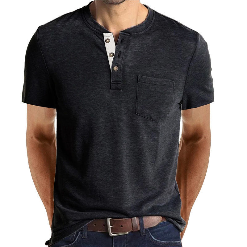 Thumbnail: Men's Solid Color Short Sleeve T-shirt - Summer Style