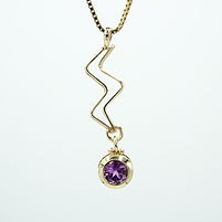 Gold necklace with purple amethyst pendant. Custom designed jewelry Mysite 2