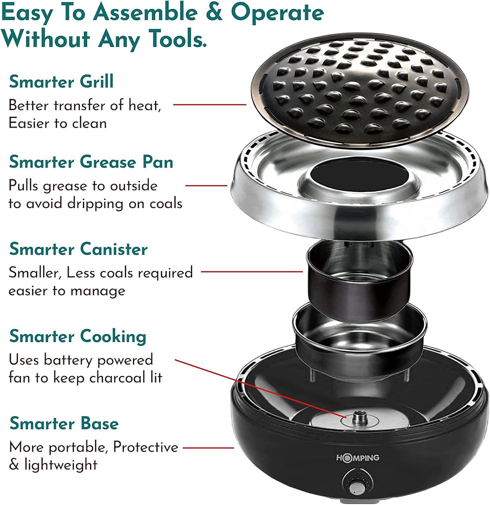 الصورة المصغرة: HOMPING SMOKELESS CHARCOAL GRILL