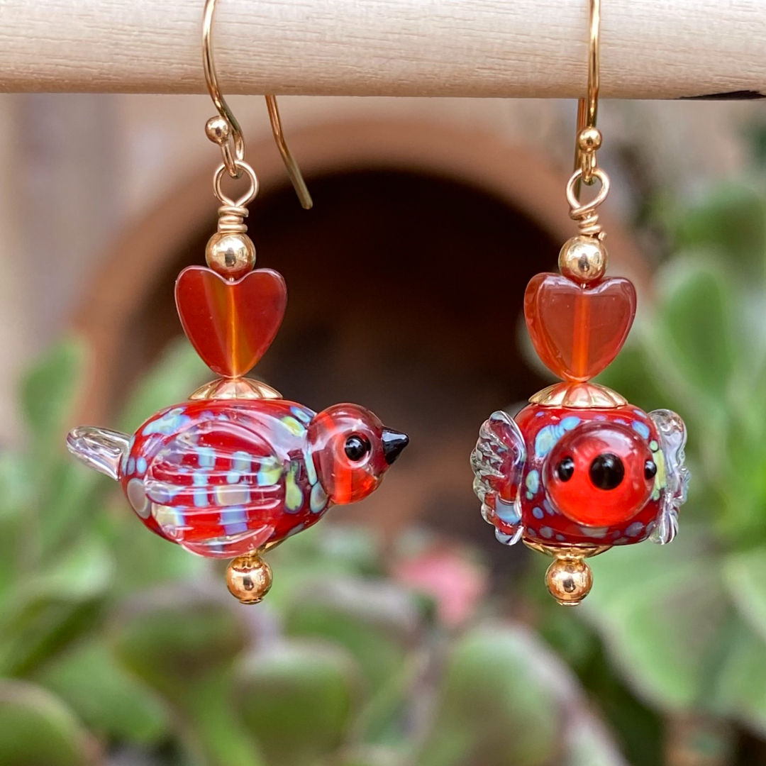Red Bird Earrings