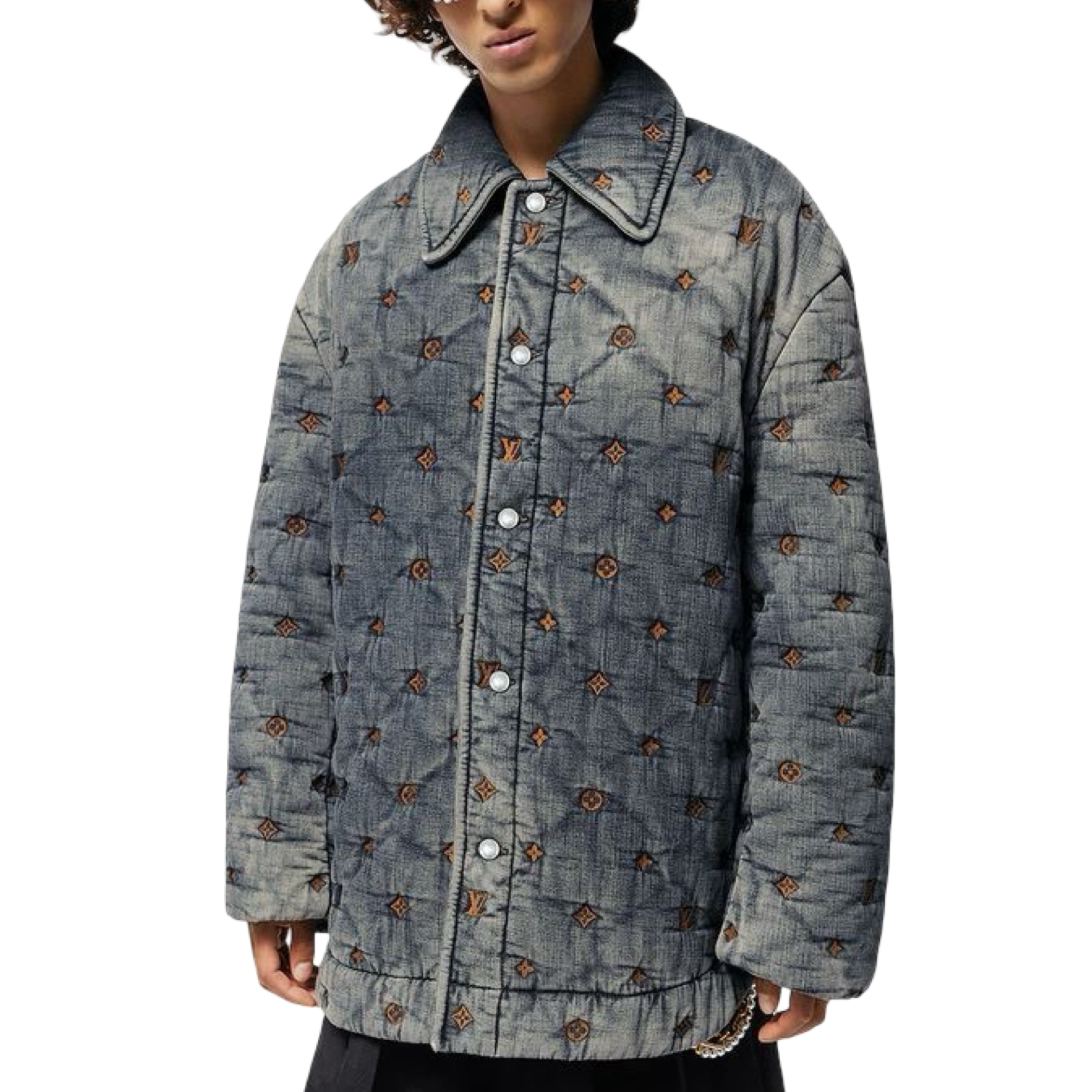 Lv Padded Denim Monogram Overshirt