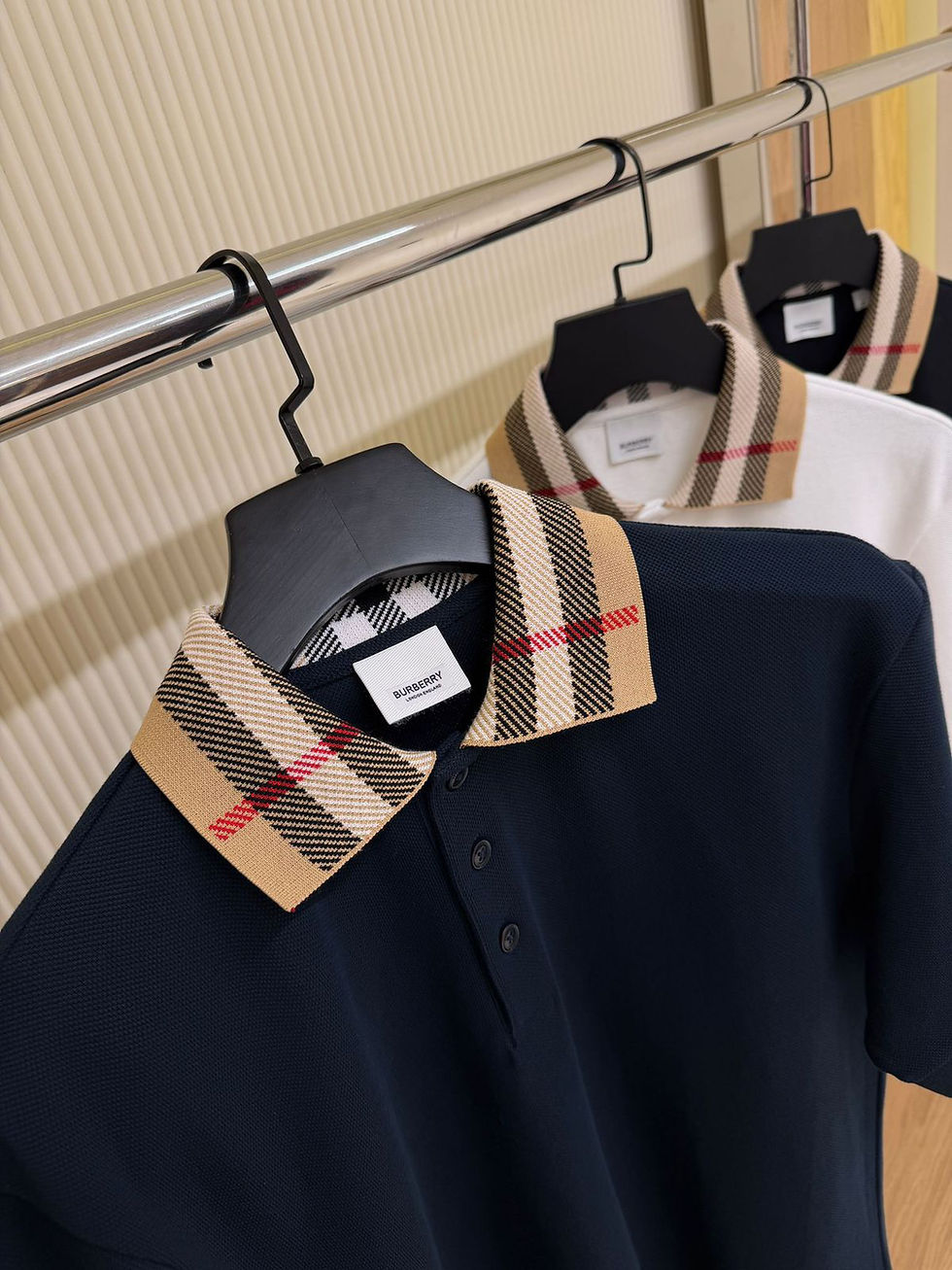 Thumbnail: Burberry  Black Cotton Polo Collar Short Sleeve Men's T-Shirt