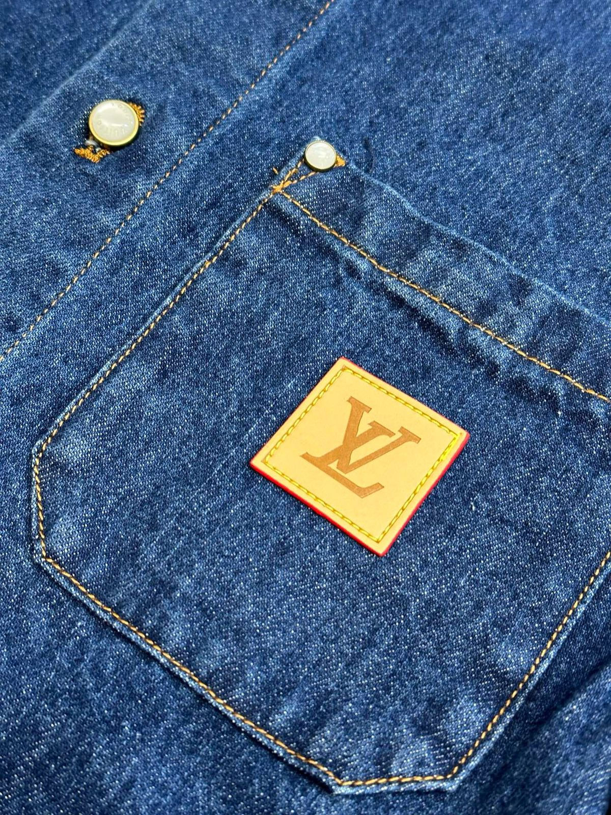 Lv Signature Denim Short-Sleeved T-Shirt