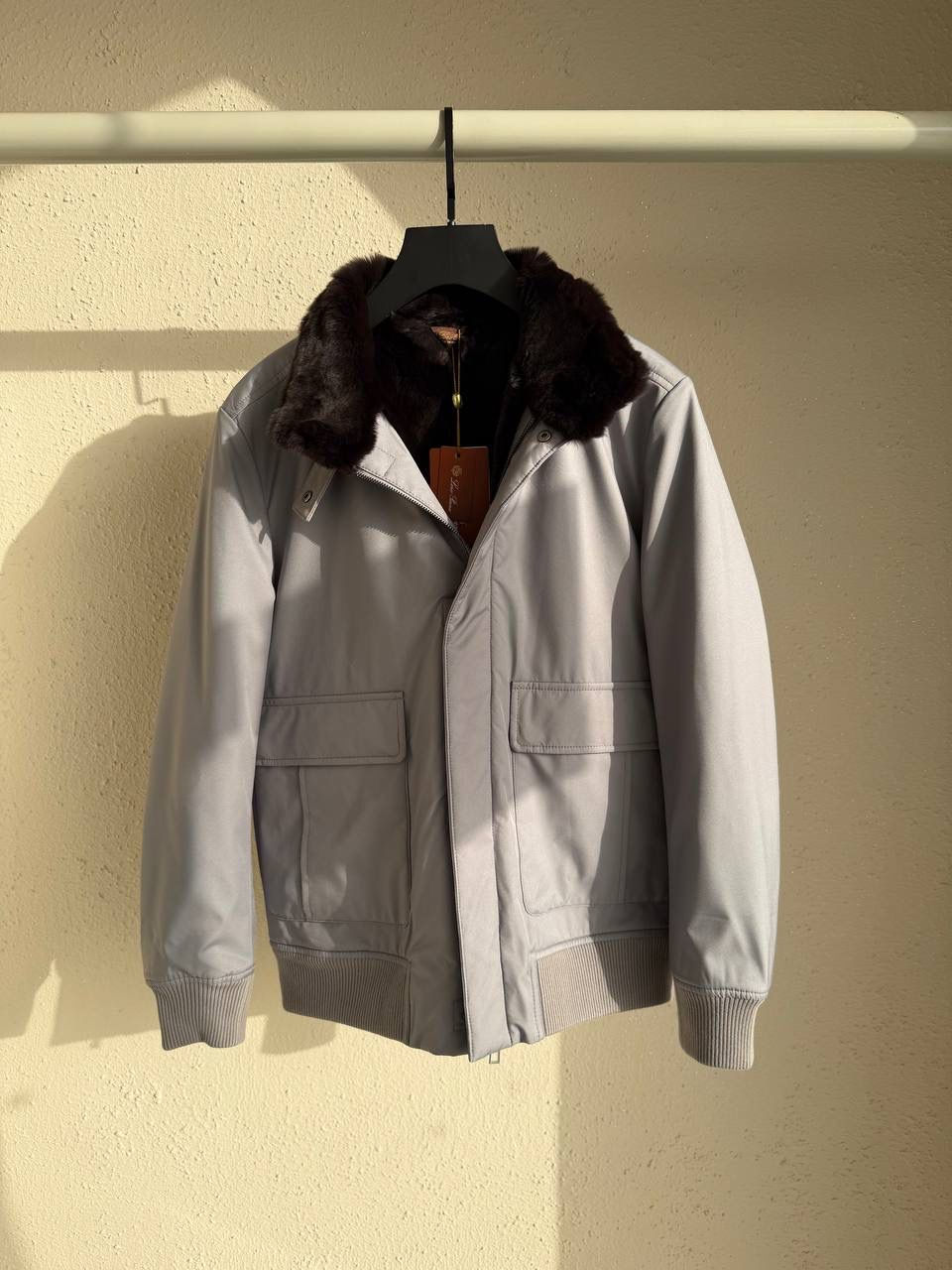 Thumbnail: Loro Piana Bomber Jacket Waterpoof with entire Fur inside 100% Fox Fur