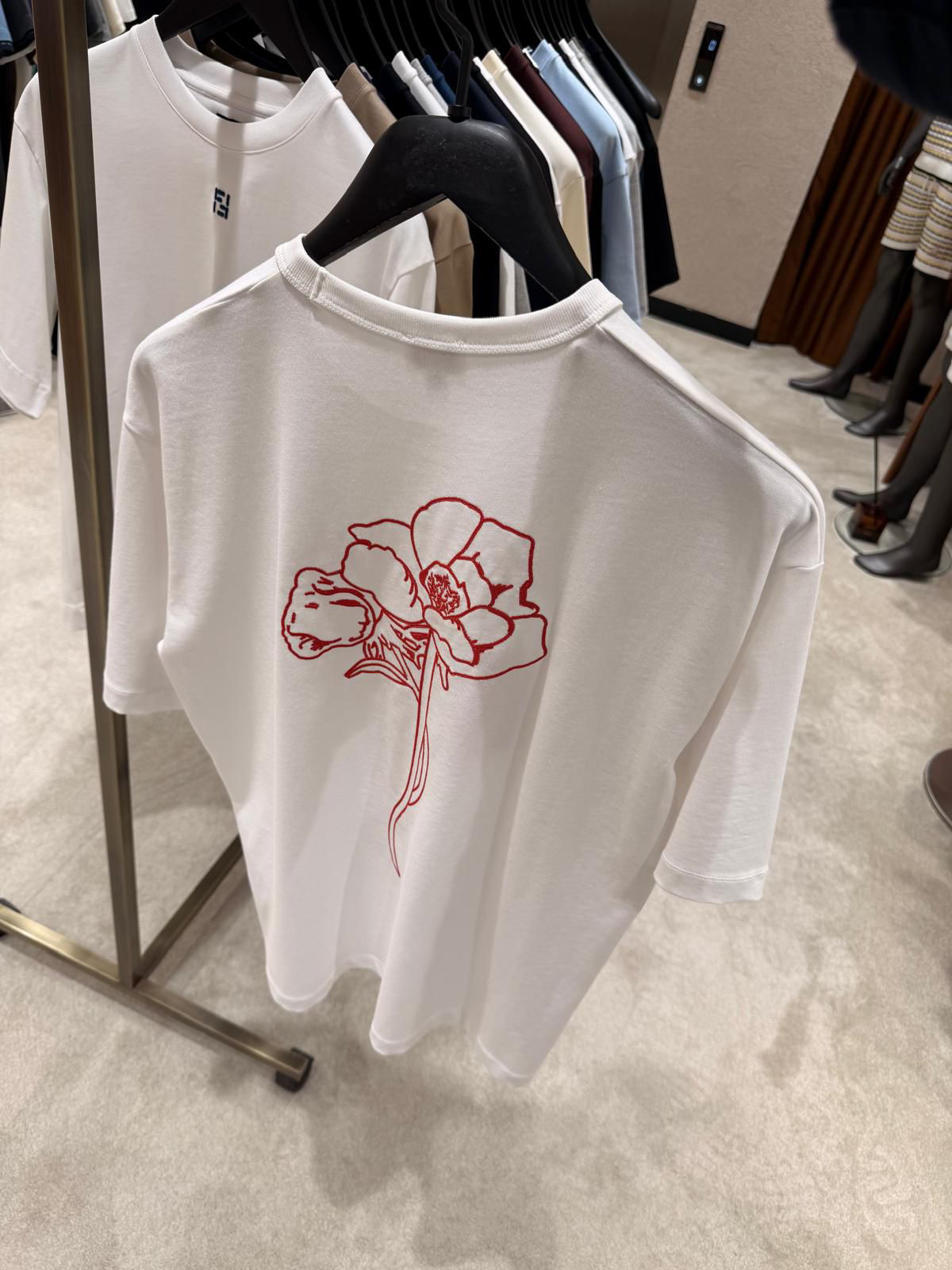 Kenzo Archive Rose Embroidered Outlined T-Shirt