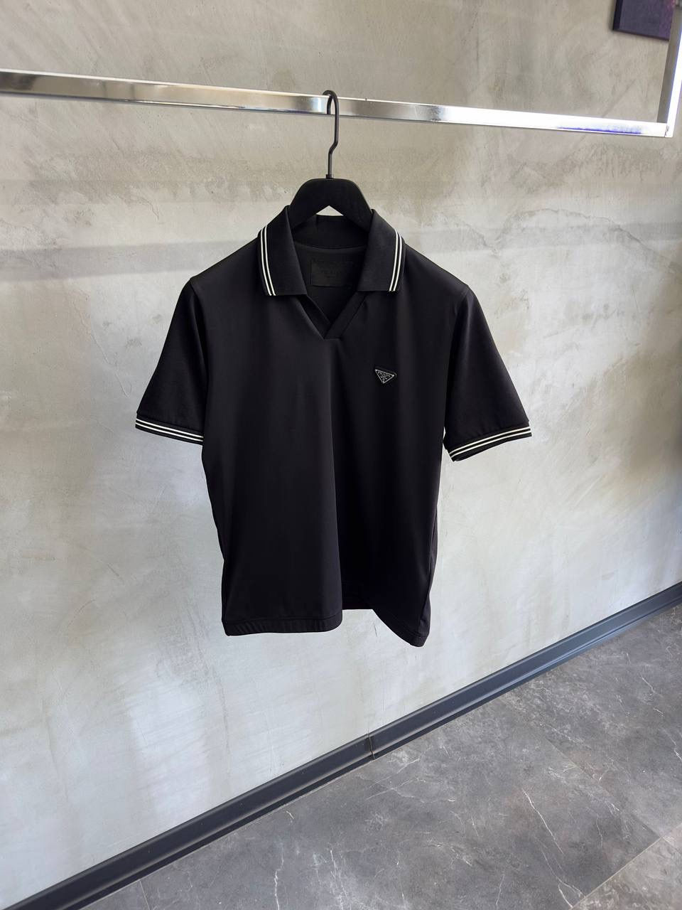 Thumbnail: Prada Piqué polo shirt with Re-Nylon detail