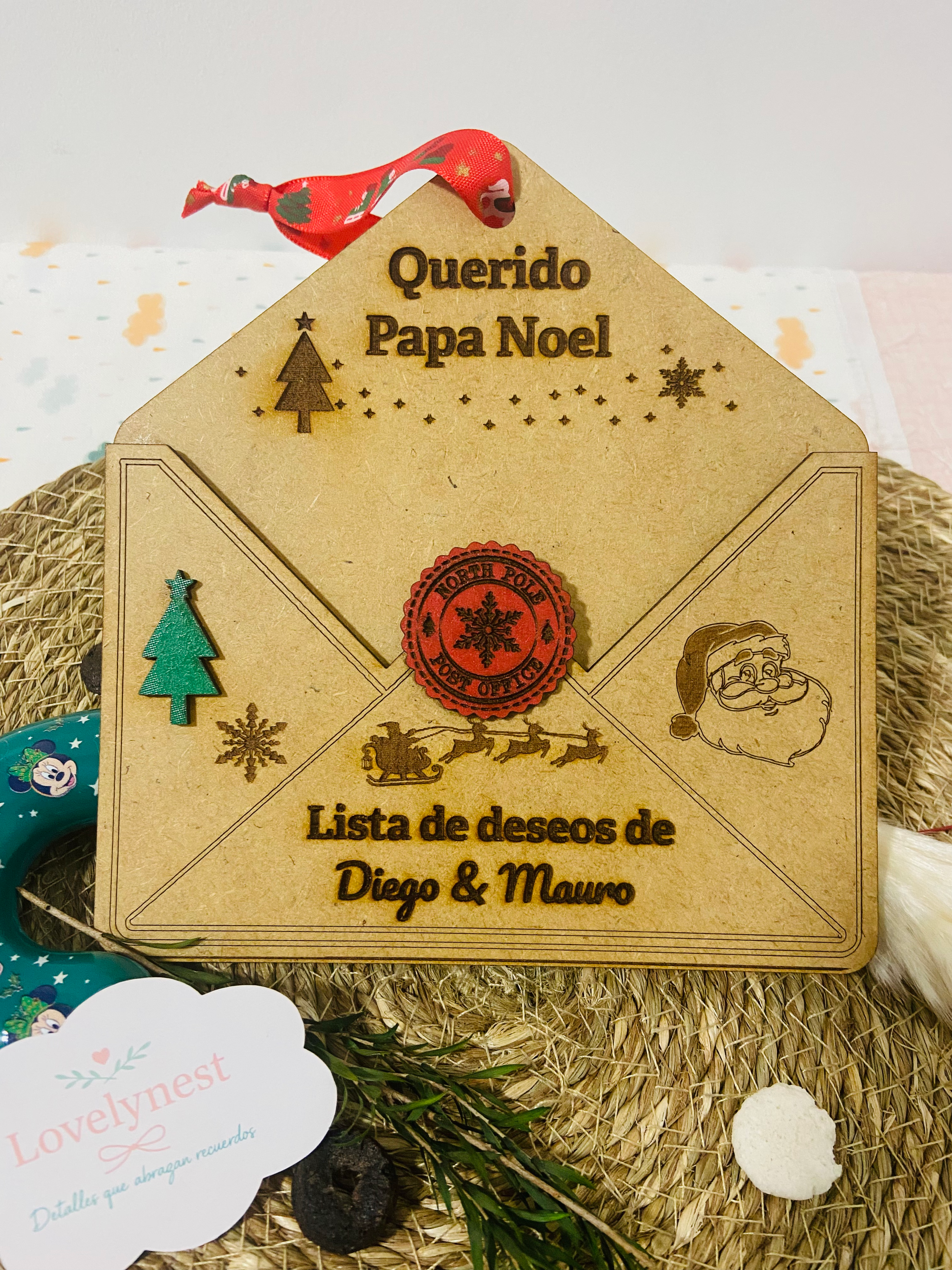 Sobre Papá Noel de Madera Personalizado